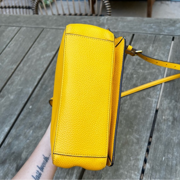 Kate Spade Nilla Hughes Street Pebbled Leather Crossbody Bag in Mustard Yellow - Picture 6 of 13